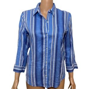 Lauren Ralph Lauren + Blue Button Down Blouse + Size Medium + Y2K